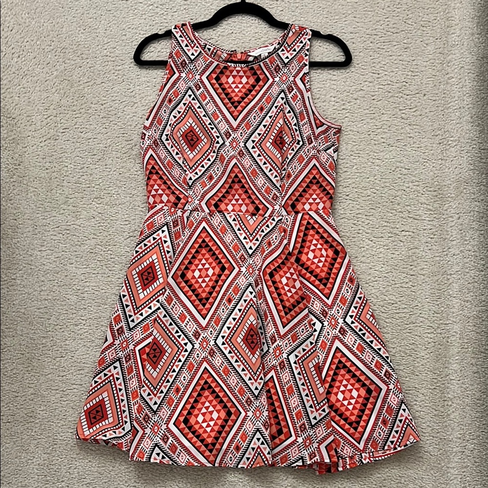 Charming Charlie Red and White A-line Sleeveless Halter Sundress
